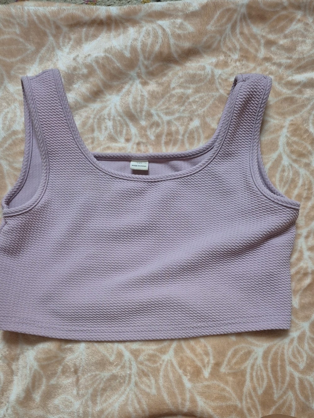 SHEIN Girls Lavender Textured Scoop Neck Crop Tank